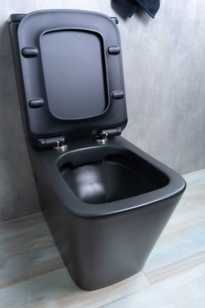 Унитаз напольный безободковый GID Tr2170BM с сиденьем микролифт, черный матовый