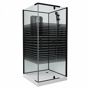 Душевая кабина Grossman GR271QR 90x90x205 профиль черный, стекло прозрачное с узором