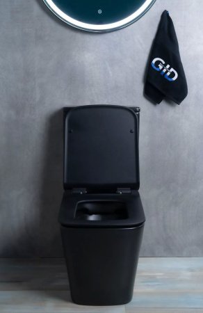 Унитаз напольный безободковый GID Tr2170BM с сиденьем микролифт, черный матовый