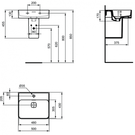 Раковина 50 см Ideal Standard STRADA II T292801