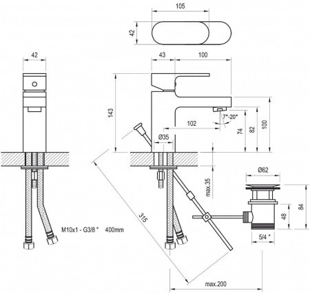 Смеситель для раковины Ravak Chrome X070053 хром