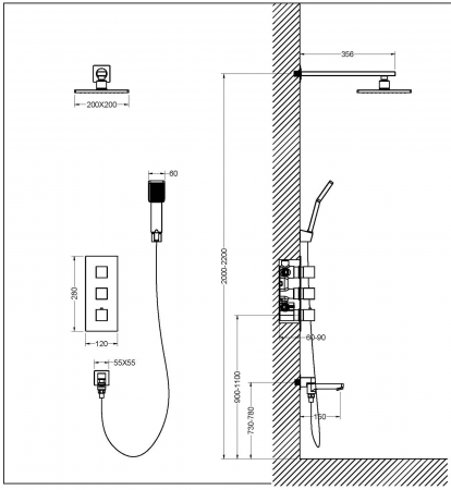 Душевая система Timo Tetra-Thermo SX-0199/00 с термостатом Хром
