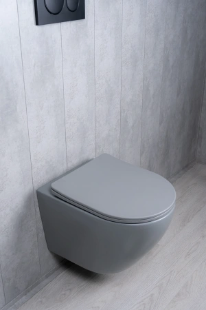 Унитаз подвесной безободковый GID Tr2122TF-Lgm серый матовый, с сиденьем микролифт