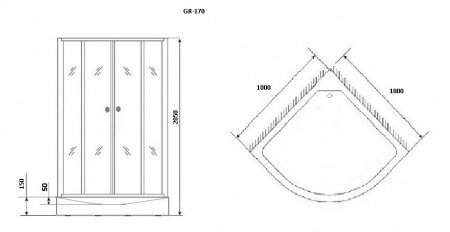 Душевая кабина Grossman GR170 100x100x205 профиль хром, стекло прозрачное/матовое