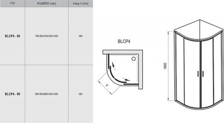 Душевой угол Ravak Blix BLCP4 90x90x190 профиль сатин, стекло прозрачное