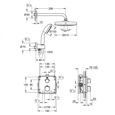 Встраиваемая душевая система Grohe Grohtherm 34729000 хром