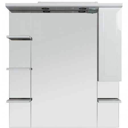 Зеркальный шкаф Rush Fiji 105 со светильниками Белый глянец