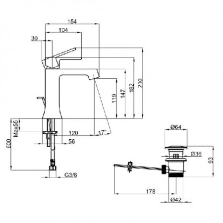 Смеситель для раковины Villeroy & Boch Classic TVW10110111061 хром