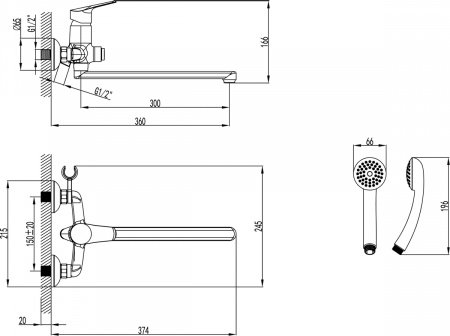 Смеситель для ванны с душем Lemark Partner LM6557C хром