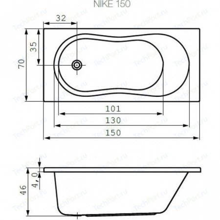 Ванна прямоугольная Cersanit NIKE 150x70