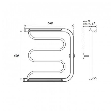 Полотенцесушитель водяной Point PN25666P 600x600 Фокстрот с полкой, хром