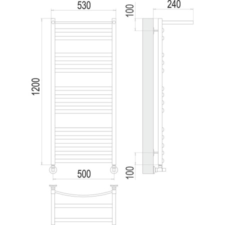 Полотенцесушитель водяной с полкой Terminus Енисей П15 50х120