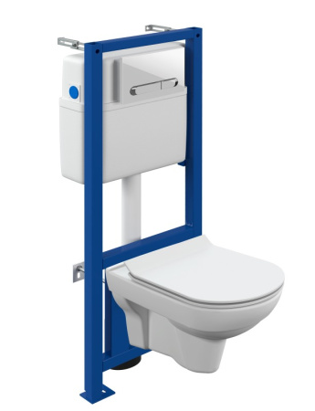 Комплект Cersanit CITY CO DPL EO slim инсталляция LINK PRO кнопка ESTETICA пласт. белый с рамкой хром