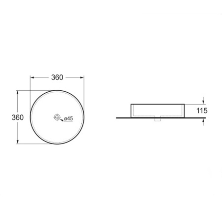 Раковина накладная 36см Vincea VBS-131 белый