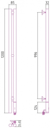 Полотенцесушитель электрический Сунержа Нюанс 120см 03-0543-1253 золото