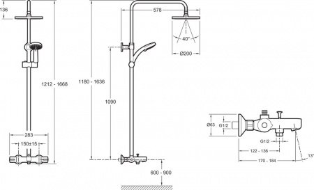 Душевая стойка Jacob Delafon July E99741-CP