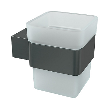 Стакан для зубных щёток Lemark SMOOTH LINE 9736015 с держателем, графит