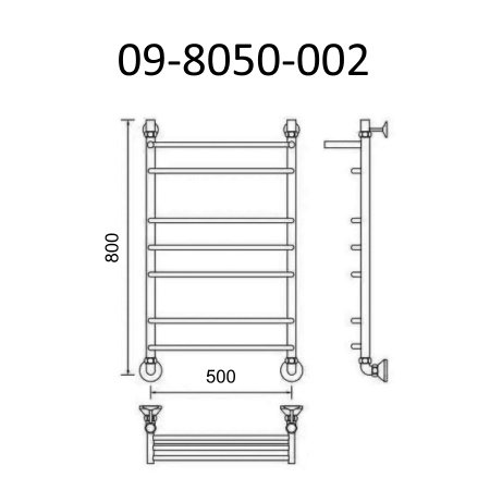 Полотенцесушитель водяной с полкой Маргроид Вид 9 80х50 хром