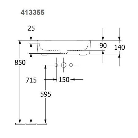 Раковина полувстраиваемая Villeroy & Boch Memento 55см 41335501 alpin