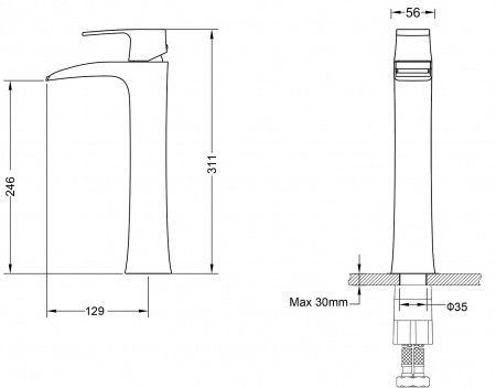Смеситель для раковины Timo Lumi 4211/00F хром