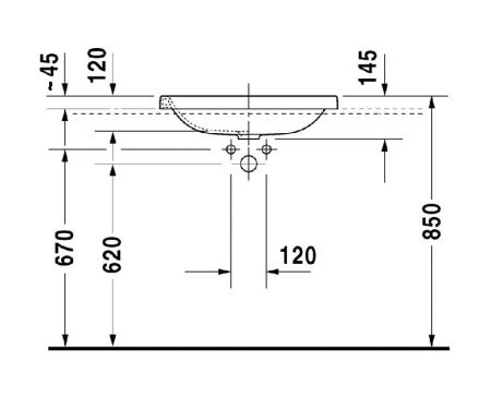 Раковина встраиваемая сверху 60см Duravit DuraStyle 0372600000 белый