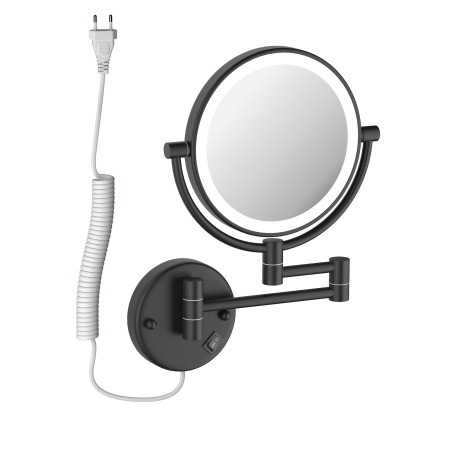 Косметическое зеркалос 5-ти кратным увеличением и подсветкой Timo Saona 13376/03 черный матовый