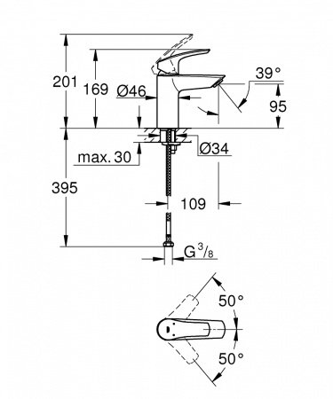 Смеситель для раковины Grohe EuroSmart 32467003 хром