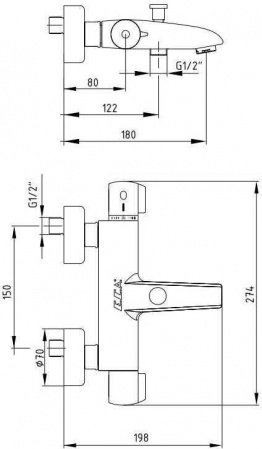 Термостат для ванны E.C.A Thermostatic 102102340EX хром