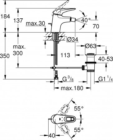 Смеситель для биде Grohe Eurostyle 33565003 хром