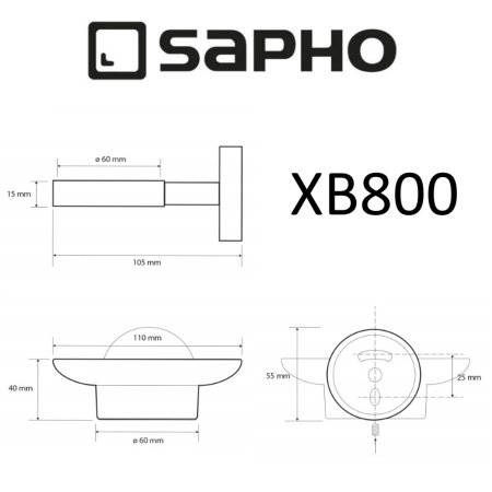 Мыльница Sapho X-ROUND BLACK XB800 черный