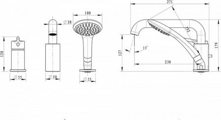 Смеситель для ванны с душем Bravat Iguassu F5173218CP-1-RUS хром