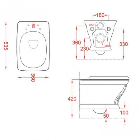 Унитаз подвесной ArtCeram Civitas CIV001 35;00 зеленый, без сиденья