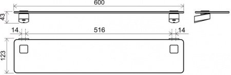 Полка для душа 60см Ravak 10° black TD 500.20 черный матовый