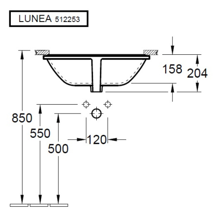 Раковина встраиваемая снизу 55см Villeroy & Boch Lunea 51225301 белый