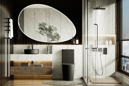 Унитаз ABBER Bequem AC1112TMB компакт черный матовый, безободковый