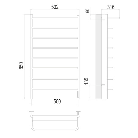 Полотенцесушитель электрический Terminus Полка П8 50х85