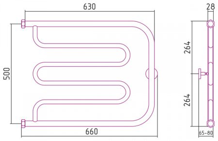 Полотенцесушитель водяной Сунержа Лира 50х65 белый матовый