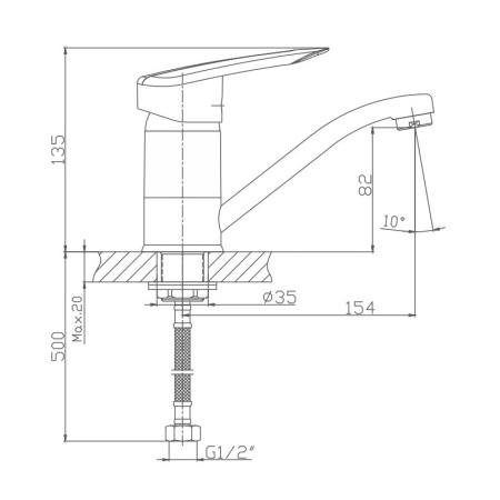 Смеситель для кухни Haiba HB4507-2, хром