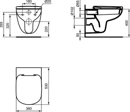 3 в 1 TEMPO Промо-комплект, состоящий из: TEMPO подвесной унитаз T331101; TEMPO сидение и крышка с функцией плавного закрытия T679401; E233267 PROSYS ECO FRAME M Встраиваемая инсталляция для монтажа подвесных унитазов