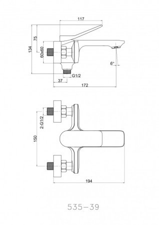 Смеситель для ванны с душем Cersanit ODRA 63051 хром