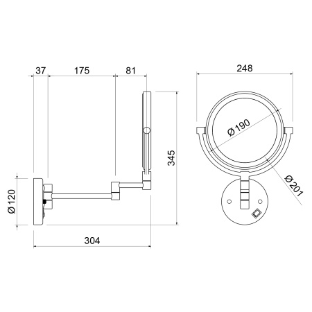 Косметическое зеркало с 5-ти кратным увеличением и подсветкой Timo Saona 13376/00 хром