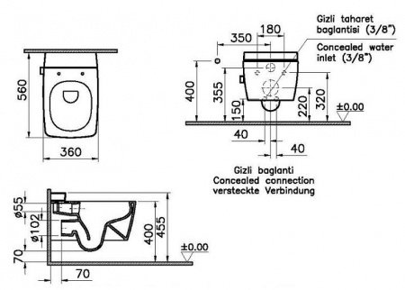 Унитаз Vitra Metropole 7672B003-1687 подвесной без сиденья