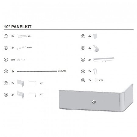 Кpепление панели Ravak 10° B28100000N
