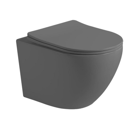 Унитаз подвесной безободковый Vincea Globo VT1-14SMA антрацит матовый, с сиденьем микролифт