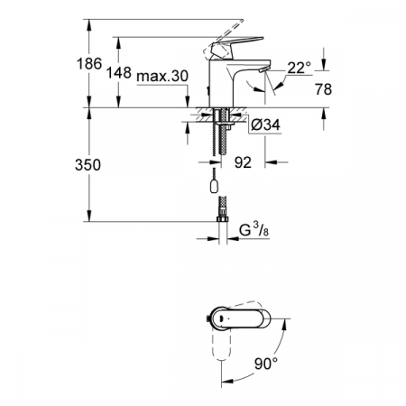 Смеситель для раковины Grohe Eurosmart Cosmopolitan 2337800E хром