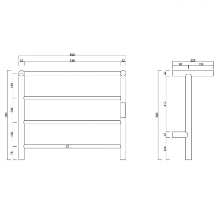 Полотенцесушитель электрический ABBER Standard AH4614MB черный матовый