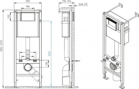 Комплект Cersanit DELFI DPL EO slim + VECTOR + ACTIS  хром глянцевый