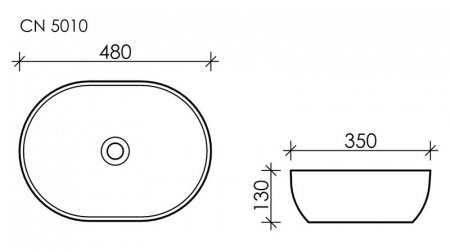 Раковина накладная 48см Ceramica Nova Element CN5010 белый