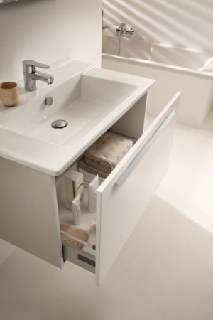 Тумба под раковину Jacob Delafon Struktura 77 подвесная 1 ящик Белый блестящий