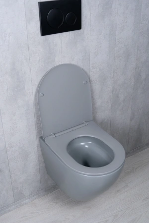 Унитаз подвесной безободковый GID Tr2122TF-Lgm серый матовый, с сиденьем микролифт